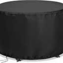 Round Patio Bar Height Table and Chair Cover 90 Inch, Outdoor Round Tall High Patio Table Cover for Patio Rounds Furniture, Patio Set Covers Waterproof Outdoor - 90 X 43 Inch, Black