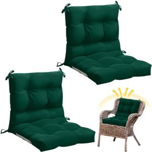 Marsui 2 Pcs Outdoor Indoor High Back Chair Cushions Patio Furniture Tufted Pillow with Ties Water-Resistant Replacement Outdoor Rocking Chair Cushions, 42 x 21 Inches (Duck Green,Solid Color)