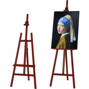 VISWIN Wooden Art Easel for Painting, Adjustable & Foldable Beech Wood Display Easel Stand for Canvas, Hold Canvas up to 43", 57''-76" H Floor Art Easel for Adults, Artists, Beginners - Walnut, Basic A-frame Easel