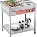 VEVOR 6-Pan Commercial Food Warmer, 6 x 1/3 Pans Electric Steam Table, 1500W Professional Buffet Catering Food Warmer with Undershelf, Stainless Steel Server for Restaurant Party Hotel