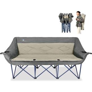 Oversized 3 Person Camping Chair for Adults,Outdoor Folding Sofa Heavy-Duty Loveseat Couch Chair with Thick Padding for Family,Garden,Campsites,Backyard Parties,Supports 900 LBS