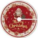 Christmas Tree Skirt Santa Claus Red Xmas Ornament Xmas Tree Mat for Home Holiday Party Supplies Indoor Outdoor Decoration 35.4 in