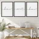 Heiple Set of 3 Framed Farmhouse Home Sweet Home Sign Above Bed Wall Decor for Bedroom Decor Wall Art Wood Signs (Black, 16"x24")