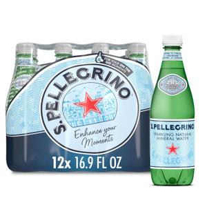 S.Pellegrino Sparkling Natural Mineral Water, Plastic Bottles, 16.9 Fl Oz (Pack of 12) (EXP 12/01/26)