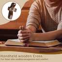 Cross My Heart Encouragement Gift, Small Wooden Pocket Cross, Handheld Prayer Cross, Fidget Cross for Stress Relief, Religious Gifts for Christians with Organza Bags (Walnut, 3pcs)