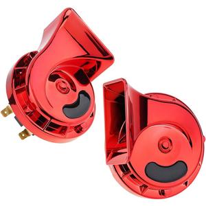2PCS Train Horn for Truck, 12V 300dB Super Loud Waterproof Double Horn, Air Electric Snail Horn for Car, Truck, Motorcycle, Bike & Boat, Red