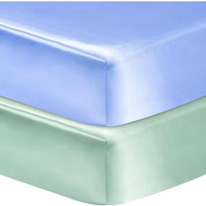 GUNTAIL 2 Pack Satin Soft Crib Sheet for Baby with Sensitive Hair Silky Baby Mattress Sheet Blue and Green Unisex 52x28x8 Fitted Sheets