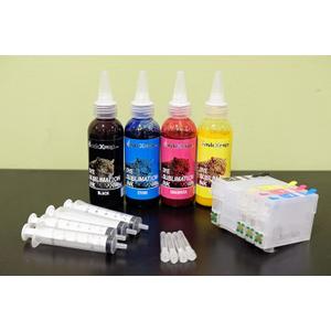 INKXPRO Brand 4X100ml Sublimation Refillable Cartridge Kit with Auto Reset Chips- Workforce WF-7210 WF-7710 WF-7720 Printer (RC252S)