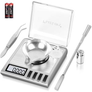 Fuzion Milligram Scale, 50g/0.001g Digital Milligram Scale with Calibration Weights, Jewelry and Gem Scale, Mg Scale for Powder, Reloading, Includes Scoop, Powder Pan and Tweezers (Missing spoon)