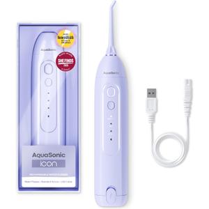AquaSonic Icon Water Flosser for Teeth  Cordless Rechargeable Oral Irrigator  Waterproof, Portable Dental Cleaning with Jet Tip  Braces Home Travel - Lilac