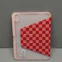 for iPad A16 Case - for iPad 10th Generation Case 10.9 Inch Women Girls Cute Girly Teens Kids Pretty Checkered Unique Aesthetic Rotating Stand Folio Tablet Cover for Apple 10/11 2025 (HotPink Plaid)