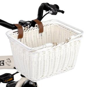 GRANNY SAYS Kids Bike Basket Front, Small Wicker Basket with Handle, Bicycle Basket for Boys and Girls, Small Basket for Bike, Baskets with Adjustable Straps, 9¾" X 7" X 6", White