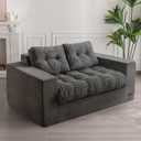 MAXYOYO Bean Bag Chair for Adults, Upholstered Floor Sofa with Armrests, Loveseat Boneless Couch with Tufted Cushion & Backrest, Sofa in A Box, Large Bean Bag Couch for Bedroom Living Room, Dark Grey