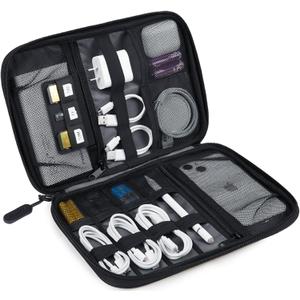 BAGSMART Electronics Travel Organizer Case, Tech Accessories Cord Storage Bag for Phone, Power Bank, SD Card, Cables, Black