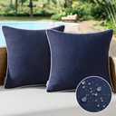 MIULEE Pack of 2 Outdoor Waterproof Throw Pillow Covers Decorative Farmhouse Linen Pillow Covers Solid Color Couch Pillow Covers for Patio Tent Bed Balcony Couch Sofa Living Room 18x18 Inch Navy