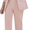 luvamia Women's Two Piece Sets Pants Suits Dressy Business Casual Outfits Professional Blazer Pantsuits Set Work Office (Color: Pink) (Size: XL)