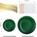 40 PCS Green Plastic Plates, Green Disposable Plates With Gold Rim, Heavy Duty Plastic Plates include 20 Dinner Plate, 20 Dessert Plate, 20 Napkins for Party Wedding St patricks day