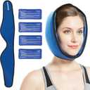  Face ice Pack for Jaw, Head and Chin, Adjustable Hot and Cold Wrap for Wisdom Teeth and TMJ Pain Relief, Nylon, Blue