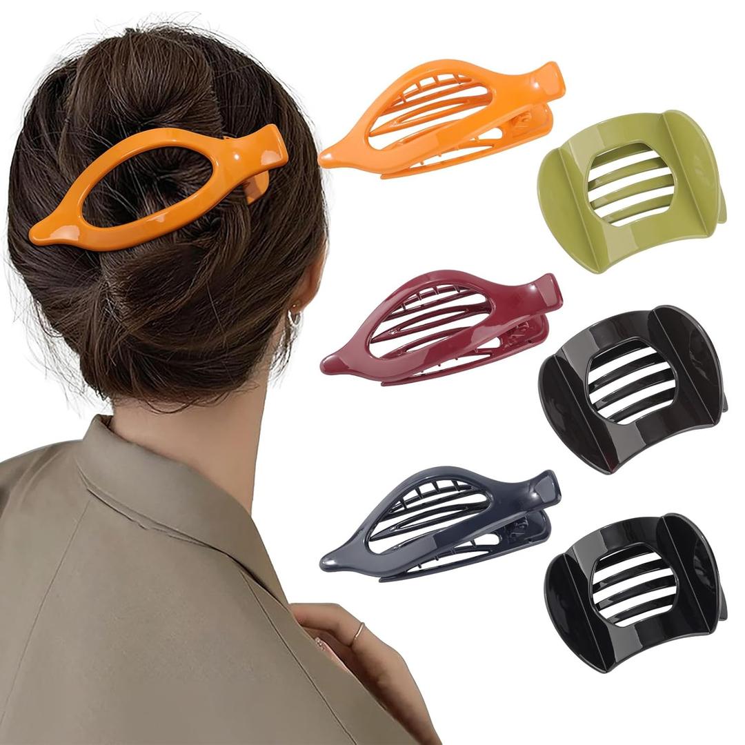 6 PCS French Flat Hair Clips for Women 2 Styles Large Matte Flat Claw Clips Strong Hold No-Slip French Hair Barrettes for Thick Thin Hair(Multicolor 1)