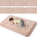 Geetery Kids Air Mattress Toddler Inflatable Airbed 55x27.6x8.7 Inch Foldable Comfort Flocked Blow up Bed with Patch Kit Portable Sleepover Mattresses for Home Travel Camping Party(Beige, 6 Pcs)