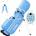 14 Way Golf Stand Bag for Men & Women, Lightweight Silent Hybrid Golf Bag with Club Lock Top, Oversized Putter Well, 8 Pockets, USB Port & Rain Cover, Black Blue