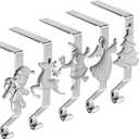 Christmas Stocking Holders for Mantle Set of 5, Reusable Christmas Stocking Hooks, No-Damage Xmas Hanger for Fireplace Mantle Grip Stand Christmas Decoration Ornaments Hanging Shelf Floor (Silver)
