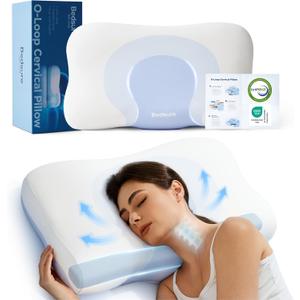Bedsure Mellow Cloud Pillow - Cervical Neck Pillow, Ergonomic Memory Foam Pillow for Side & Back Sleepers, Orthopedic Shape Gently Supports Head & Neck, Shoulder Pain Relief for Deeper Sleep