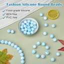 Ornaland 100 Pcs 15mm Silicone Beads Bulk Round Silicone Beads for Keychain Making Pens Bracelets Lanyards and DIY Supplies(Light Sky Blue)