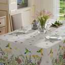 XCHI Wildflowers Daisy Hummingbirds Spring Tablecloth Rectangle Summer Table Cloth Washable Table Covers for Indoor Dining Home Party Decorations 52x70 Inch