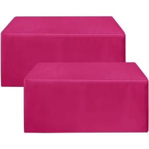 HolidayIdeas 2 Pack Fitted Tableclothes - 48 x 24 Inch - Fuchsia/Hot Pink Rectangle Tablecloths for 4 Foot Tables, Polyester Fabric Table Covers for Folding Table, Parties, Baby Shower, Trade Show