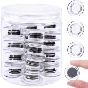 50 Pieces Whiteboard Magnets Round Clear Circle Plastic Magnets for Magnetic Dry Erase Boards, Refrigerator, 1.2 Inch