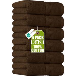 Utopia Towels 6 Pack Premium Hand Towels Set, 16 by 28 inches, 100% Ring Spun Cotton, Ultra Soft and Highly Absorbent 600GSM Towels for Bathroom, Gym, Shower, Hotel, and Spa, Dark Brown