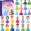 Advent Calendar 2025 for Kids Princess Set for Girls Doll Christmas Gifts Present 24 Days Princess Transformable Toys and Clothes Countdown Calendars