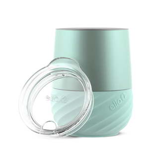 Ello Clink 12oz Vacuum Insulated Stainless Steel Wine Tumbler with Built-in Silicone Protection Coaster, Stemless Wine Cup, Coffee, Tea, Champaign, Cocktail, Yucca