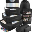 Veken 8 Set Packing Cubes for Travel Essentials, Suitcase Organizer Bags Set for Luggage, Road Trip Travel Accessories in 4 Sizes (Extra Large, Large, Medium, Small), Black