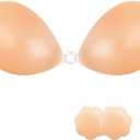 NONIO Adhesive Bra Strapless Sticky Invisible Push up Reusable Silicone The Best Off Backless Viscous for Women, Size B 