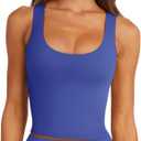 LASLULU Womens Sport Bras Long Line Workout Yoga Gym Athletic Tops Clothes Shirts Camisole Padded Crop Tank Tops (Small, Royal Blue)