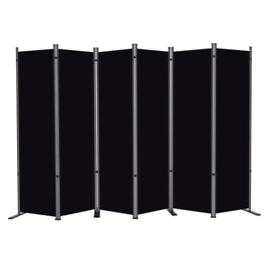 RANTILA 6 Panel Room Divider, 6 FT Folding Privacy Screen with Wide Feet, Freestanding Partition for Room Separation, Portable Room Divider Panel, 133" W x 71" H, Black