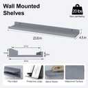 Floating Shelves for Wall Decor, Long Wall Mounted Storage Shelf for Bedroom, Living Room, Bathroom, Kitchen, Nursery, Modern Display Picture Ledge Shelf with Lip Set of 2-24 Inches, Grey