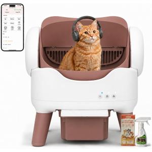 RPZ Self Cleaning Litter Box with APP, Automatic Litter Box for Cats Brown
Open Entry for Large Cats, Tracks Weight & Visits, Touch-Stop Safety, Remote Cleaning, Large Waste Drawer