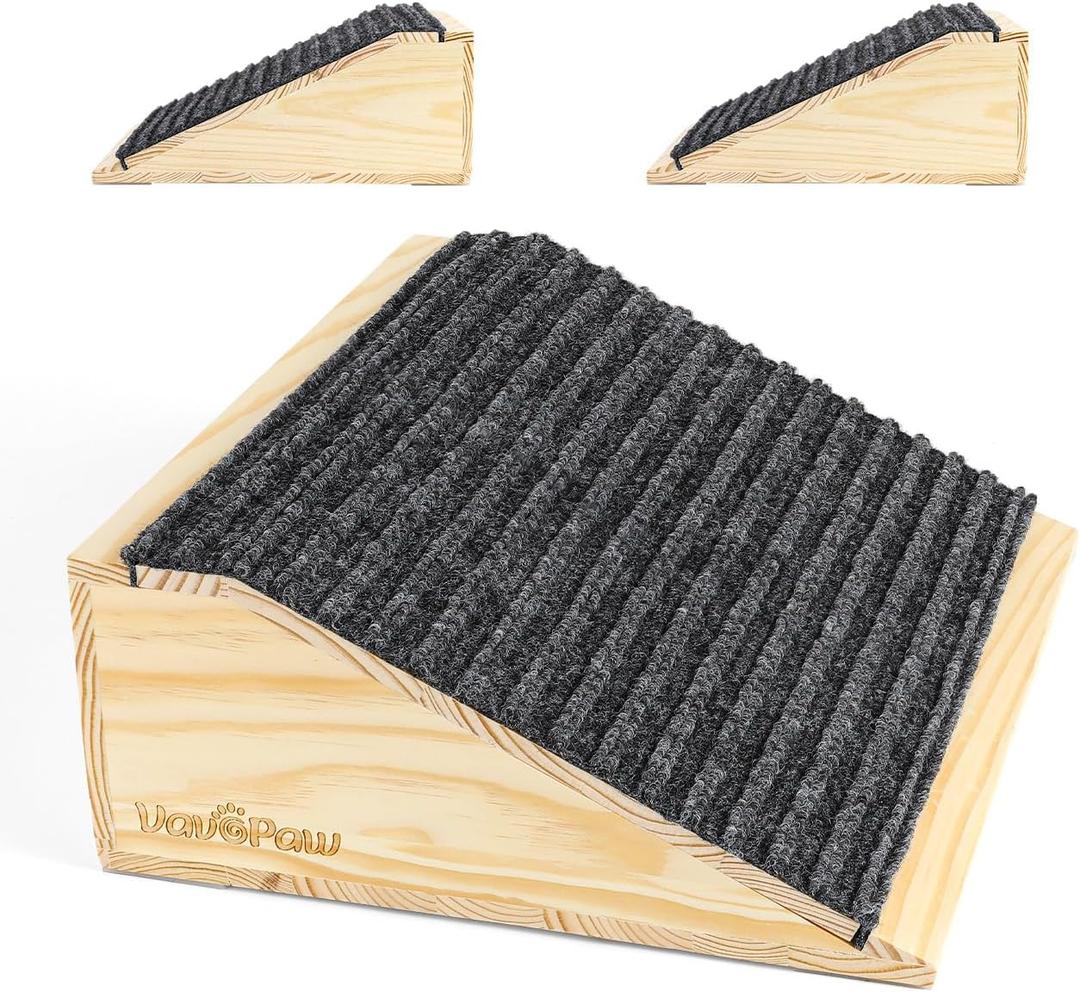 Dog Ramp for Stairs, Non-Slip Dog Stairs, Low-Angled Pet Ramps for Small Dogs and Cats, Medium Dogs, Step and Stair Assist for Injured and Older Pets, 2 Pack (Wood)