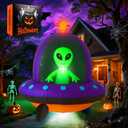 GARIG 5FT Christmas Inflatables Outdoor Decorations Aliens and UFO Build-in LEDs Lights Blow Up Yard Decorations for Garden Lawn Window Indoor Party Holiday Decor