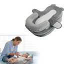 Rootling Baby Feeding Pillow, Anti Overflow Feeding Pillow for Reducing Spit-Up, Safety Nursing Pillow, Baby Lounger Reflux Wedge Breastfeeding, Removable top and Bottom (Gray, Small)