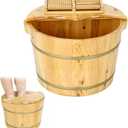 Insulated Foot Bath Bucket,Thickend Wooden Pedicure Feet Bowl