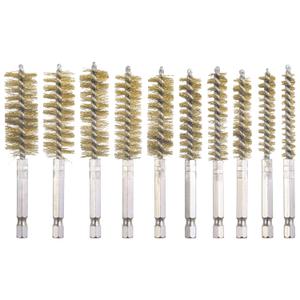 10 Pack Bore Brush for Drill, Brass Bore Brush Drill, Stainless Steel Bore Cleaning Brush Set 1/4 Inch Hex Shank for Power Drill Impact Driver