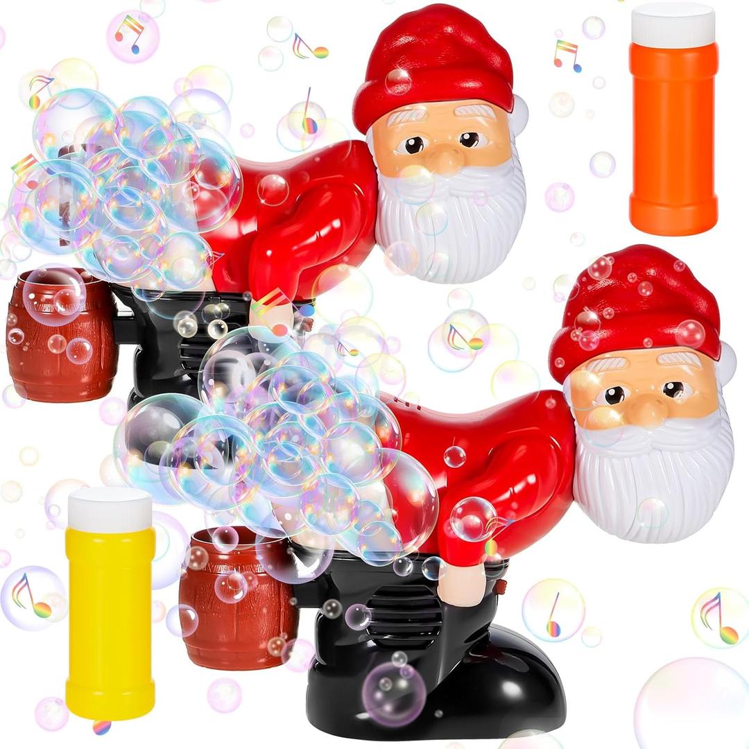2 Pcs Christmas Santa Claus Bubble Machine Automatic Blowing Machine Santa Blower with Music Flashing Lights for Xmas Gift Indoor Outdoor Activity(Red)
