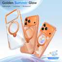 Summer Series 360 Spin Stand for iPhone 17 Pro Max Case (Compatible with MagSafe) [Military Drop Protection] Magnetic Clear Shockproof Protective for 17 Pro Max Phone Case 6.9'', Cosmic Orange