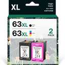 Remanufactured 63XL Ink Cartridge Replacement for Office Jet 3830 4650 4655 5255 5258 5200 Envy 4510 4520 Desk Jet 1110 3630 (Black, Tri-Color, 2-Pack)