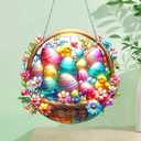 2 x Easter Decorations - Easter Egg Basket Acrylic Suncatcher Ornaments, Colorful Acrylic Sun Catchers for Easter Home Decor Spring Wall Hanging Art