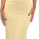 LILLUSORY Womens Summer Casual Slip Dresses Spaghetti Strap Double Lined Bodycon Maxi Dress (Small, Champagne)